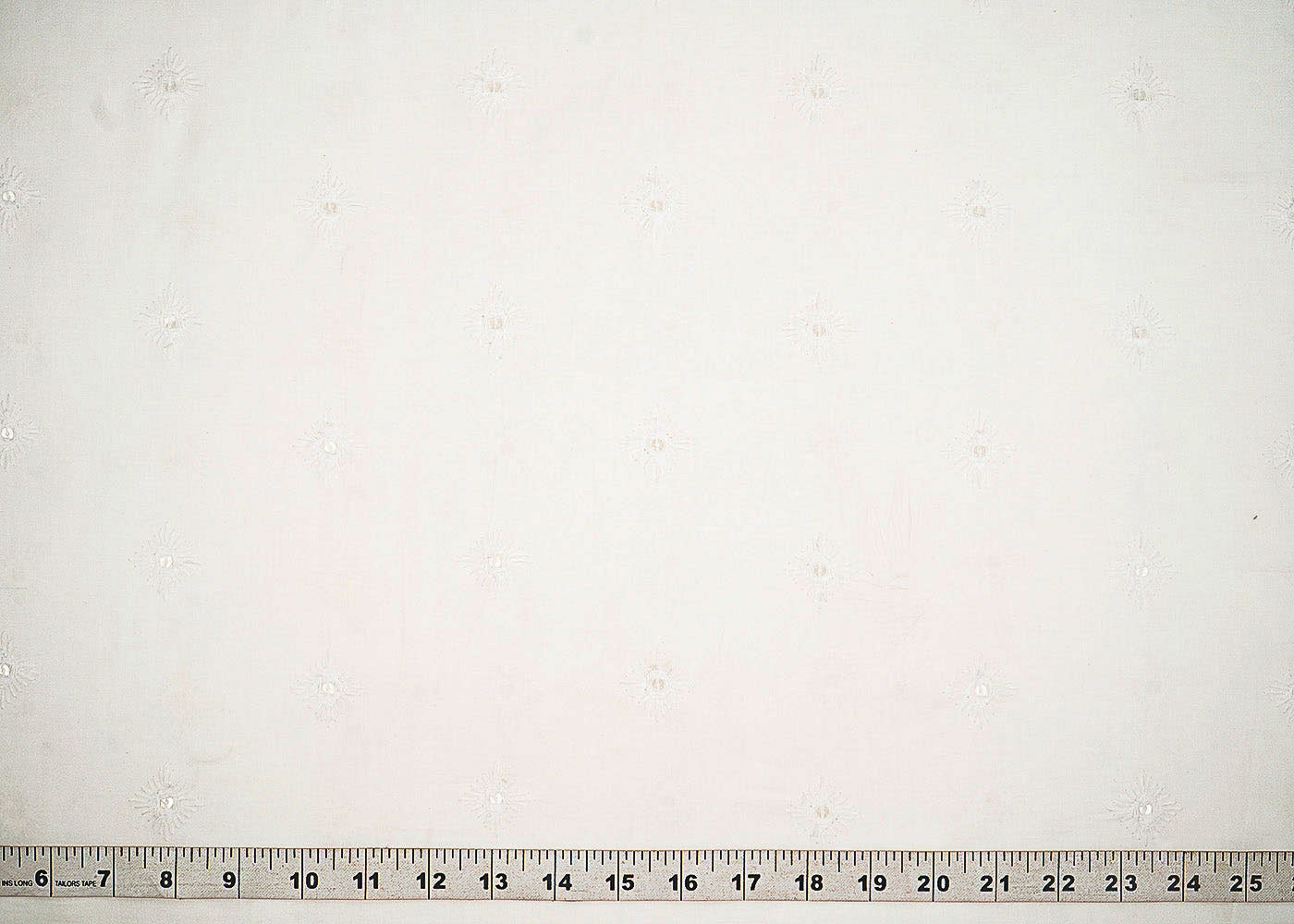 White Dyeable Cotton Fabric With Allover Sequins And Thread Work 22503