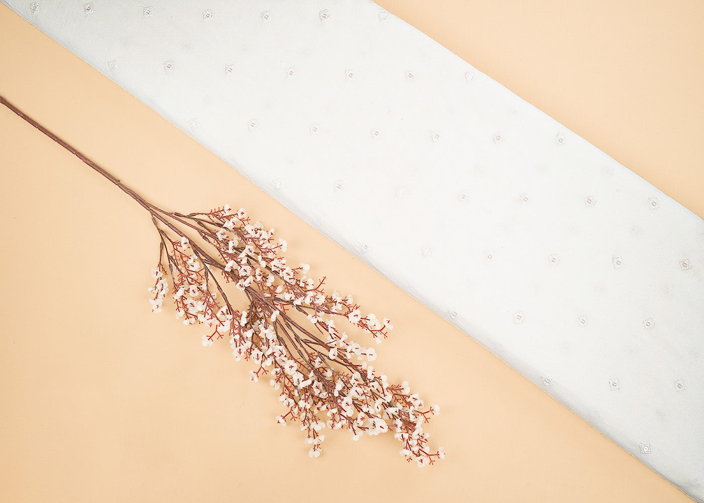 White Dyeable Cotton Fabric With Allover Zari, Sequins And Thread Work 22504