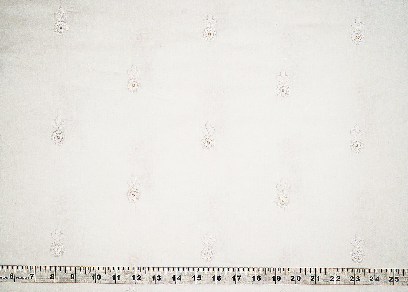 White Dyeable Cotton Fabric With Allover Zari, Sequins And Thread Work 22505