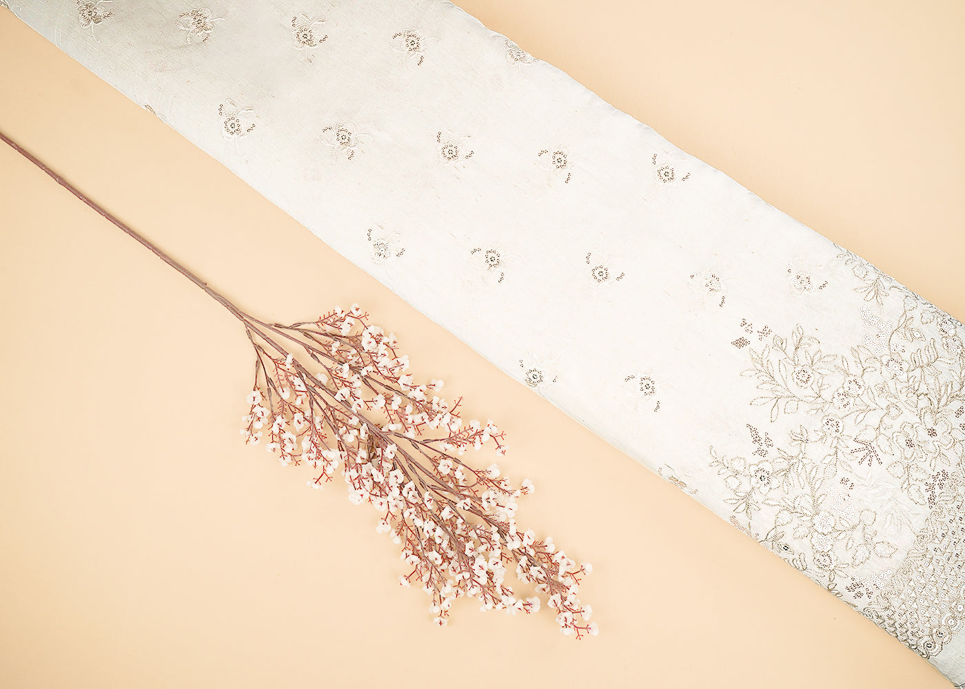 White-Dyeable-Linen-Silk-Fabric-With-Allover-Zari-Sequins-Thread-And-Faux-Mirror-Work-With-One-Side-Border-22509