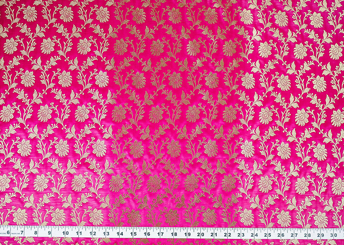 Rani-Pink-Banarasi-Brocade-Fabric-With-All-Over-Golden-Zari-Handloom-22546-measurement-view