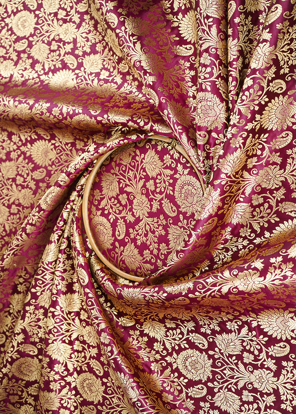 Wine-Banarasi-Brocade-Fabric-With-All-Over-Golden-Zari-Handloom-22555-close-view
