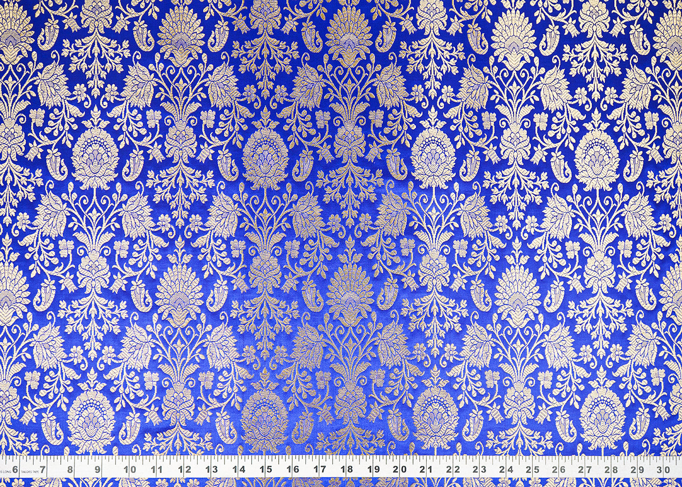 Blue-Banarasi-Brocade-Fabric-With-All-Over-Golden-Zari-Handloom-22558-measurment-view