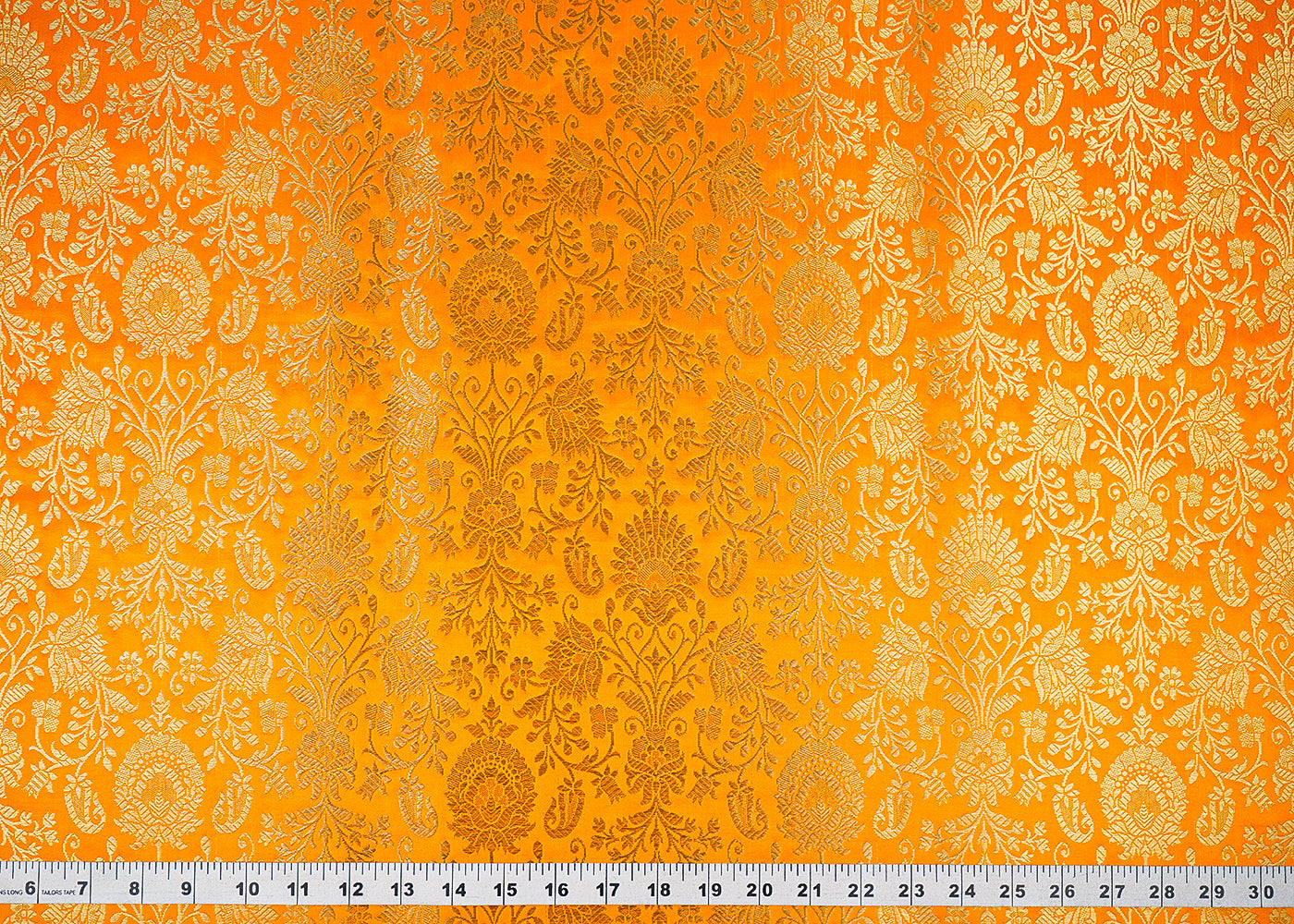 Mustard Banarasi Brocade Fabric With All Over Golden Zari Handloom 22559