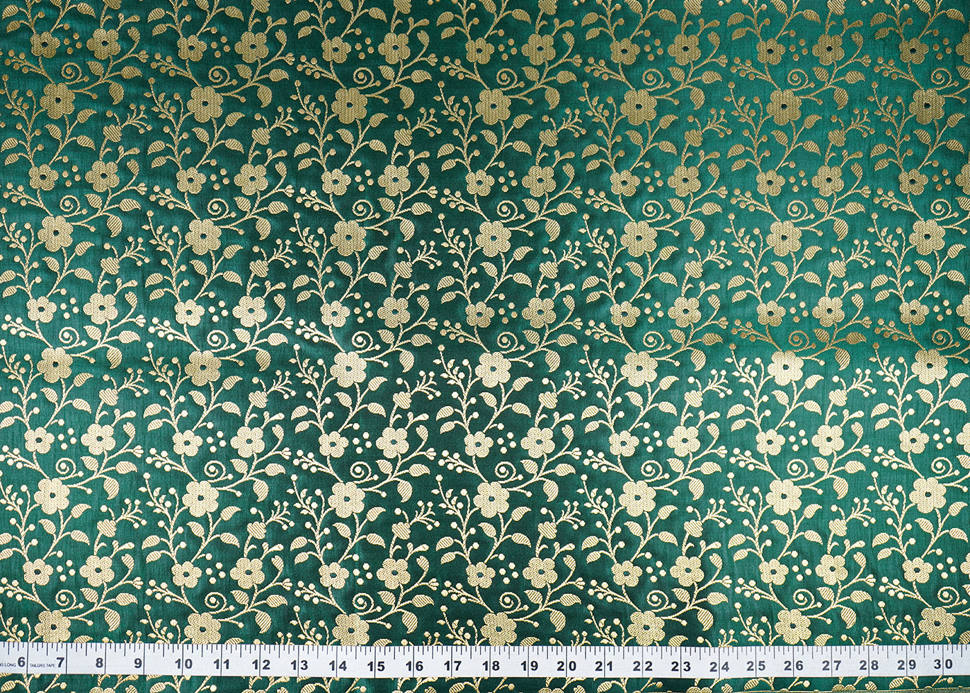 Bottle-Green-Banarasi-Brocade-Fabric-With-All-Over-Golden-Zari-Handloom-22564-measurement-view