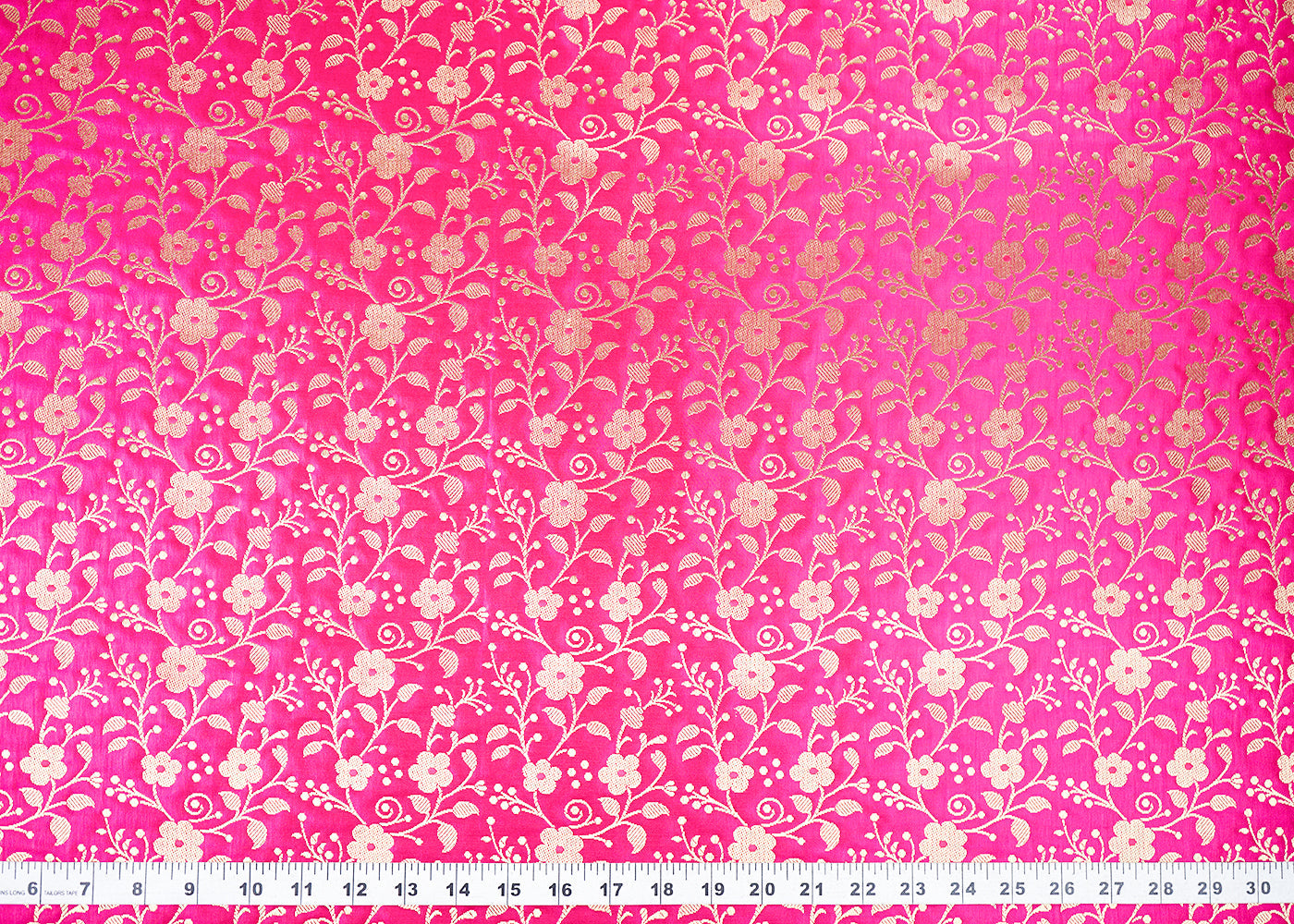 Rani-Pink-Banarasi-Brocade-Fabric-With-All-Over-Golden-Zari-Handloom-22569-measurement-view