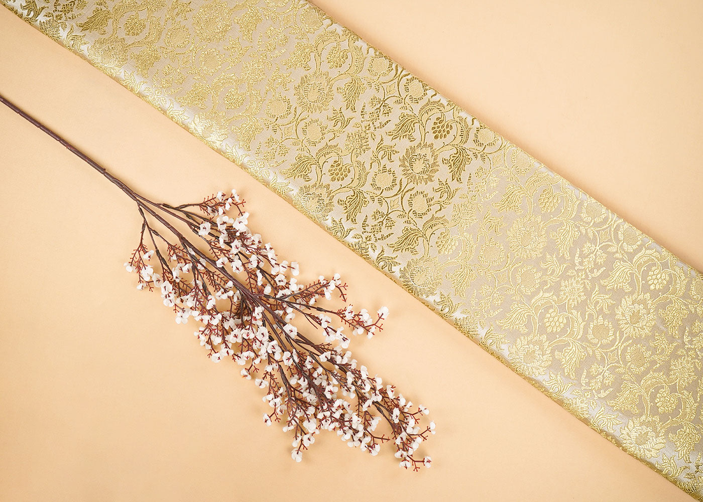 Golden-Banarasi-Brocade-Fabric-With-All-Over-Zari-Handloom-22574