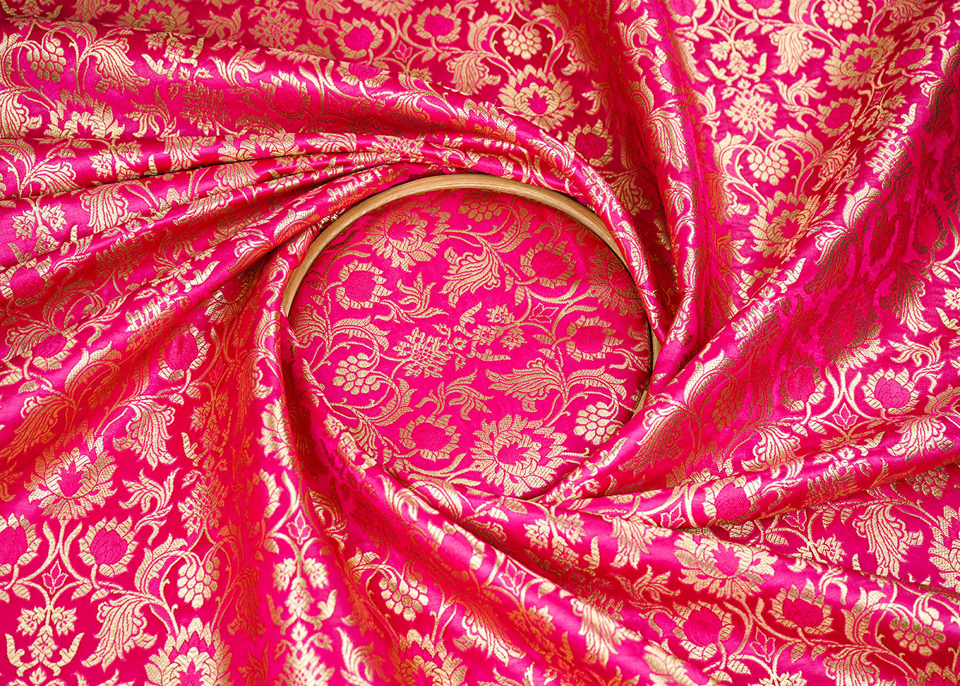 Rani-Pink-Banarasi-Brocade-Fabric-With-All-Over-Zari-Handloom-22575-close-view