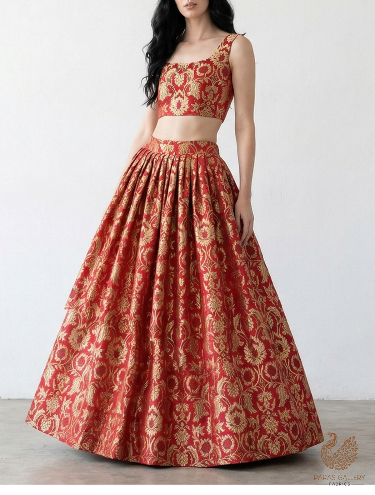 Maroon Banarasi Brocade Fabric With All Over Zari Handloom 22577
