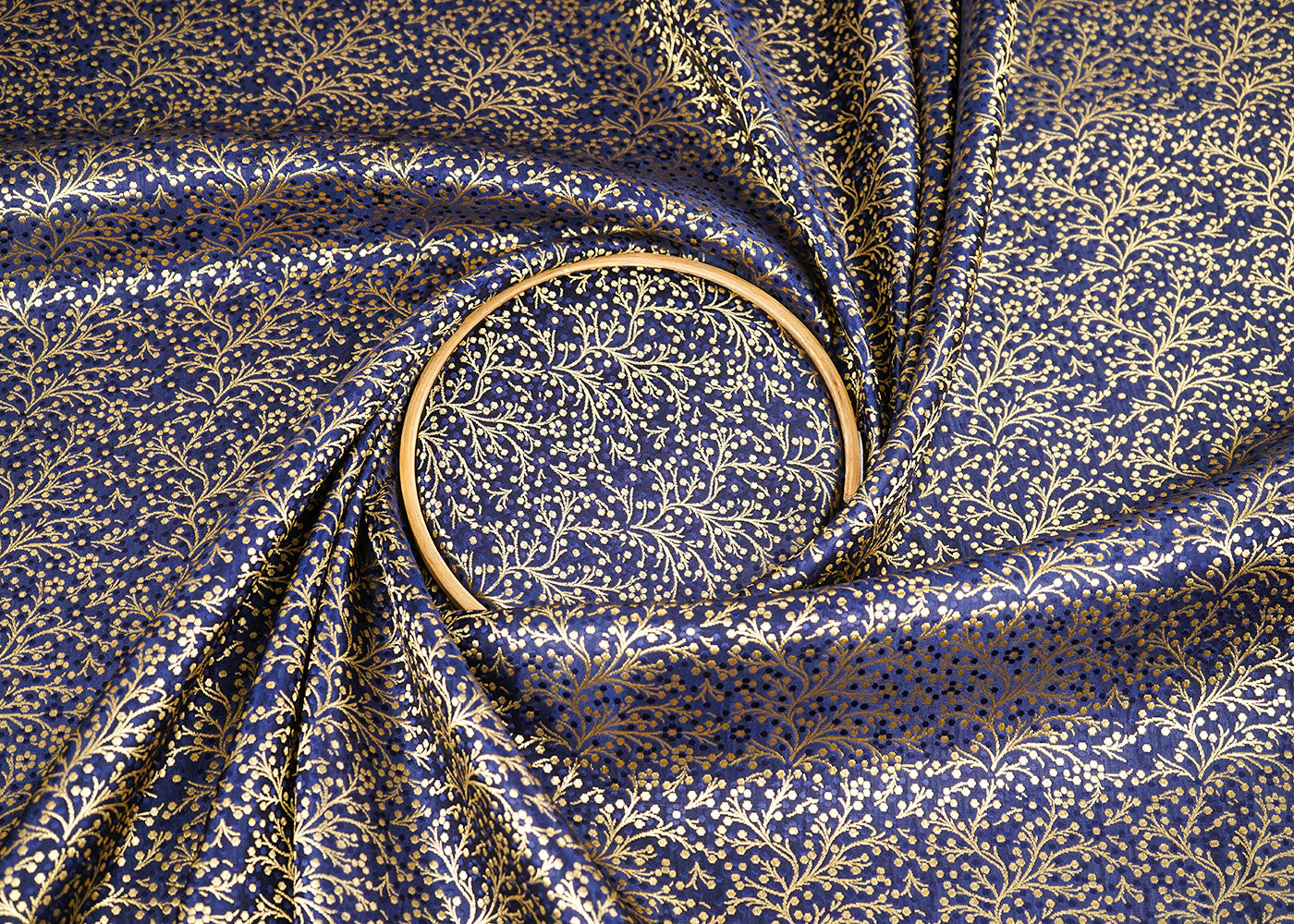 Navy-Blue-Banarasi-Brocade-Fabric-With-All-Over-Zari-Handloom-2258-close-view