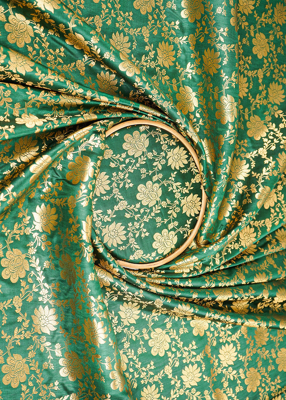 Bottle-Green-Banarasi-Brocade-Fabric-With-All-Over-Zari-Handloom-22585-close-view