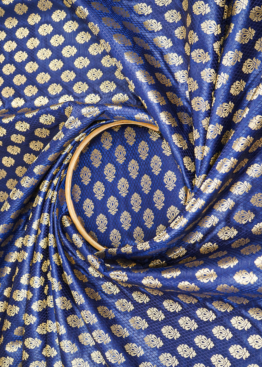 Navy-BlueBanarasi-Brocade-Fabric-With-All-Over-Zari-Handloom-22588-close-view