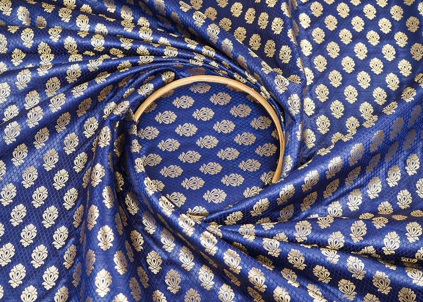 Navy-BlueBanarasi-Brocade-Fabric-With-All-Over-Zari-Handloom-22588-close-view