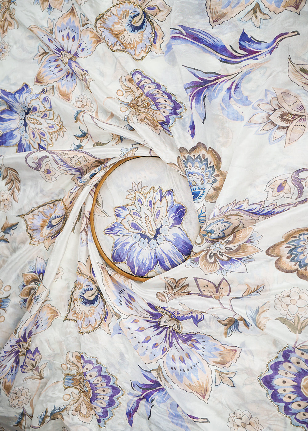 Off-White-Organza-Fabric-With-All-Over-Floral-Print-Bead-And-Katdana-Work-22606-close-view
