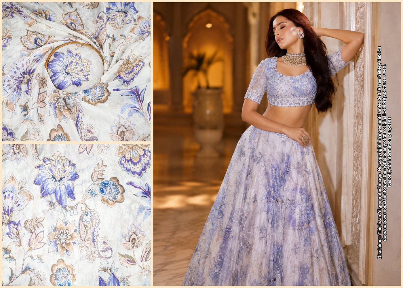 Tara Sutaria Inspired Edition | Off White Embroidered Organza Unstitched Fabric 22606