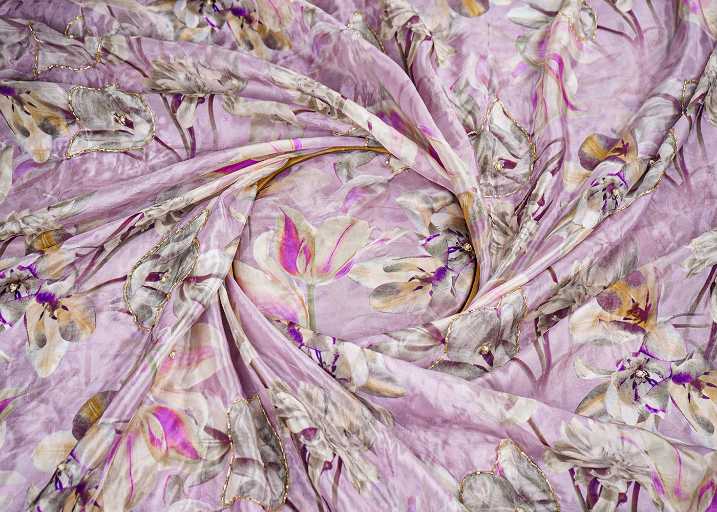 Lavender-Organza-Fabric-With-All-Over-Floral-Print-Bead-And-Katdana-Work-22611-close-view