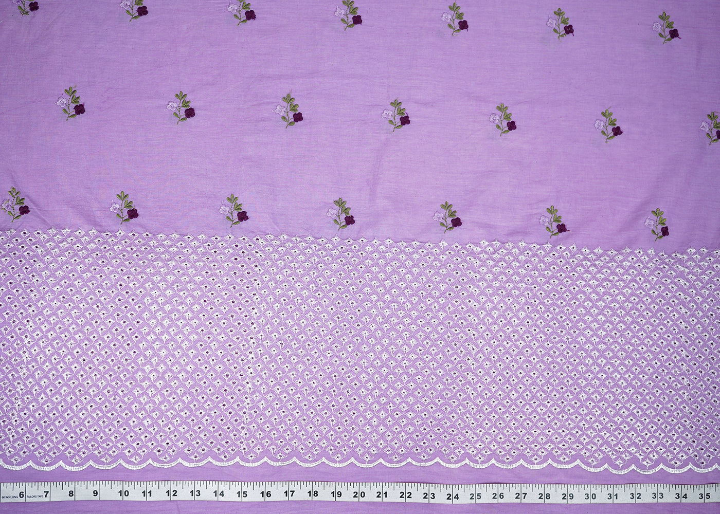 Purple-Cotton-Fabric-With-All-Over-Floral-Buti-Thread-Work-And-Schiffli-Scalloped-Border-22622-measurment-view