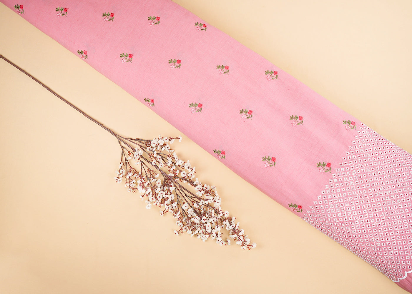 Pink-Cotton-Fabric-With-All-Over-Floral-Buti-Thread-Work-And-Schiffli-Scalloped-Border-22625