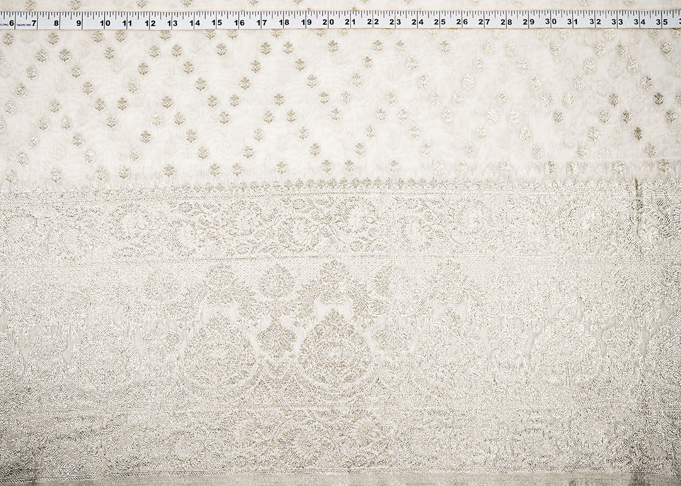 White-Dyeable-Chanderi-Fabric-With-All-Over-Zari-Handloom-With-One-Side-Border-22628-measurement-view