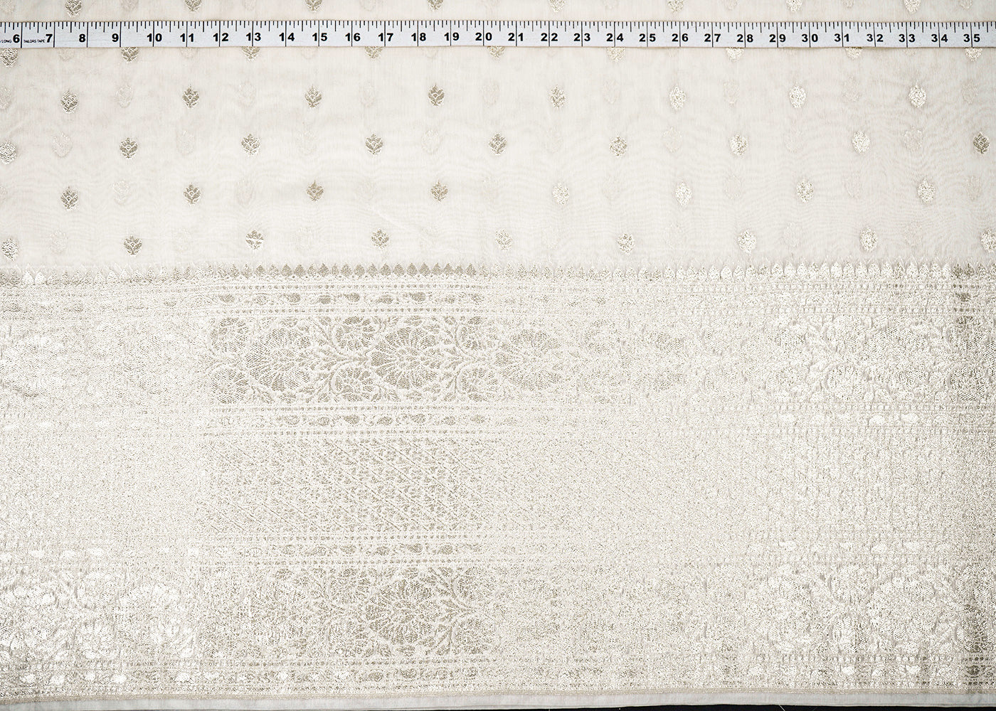 White-Dyeable-Chanderi-Fabric-With-All-Over-Zari-Handloom-With-One-Side-Border-22630-measurement-view