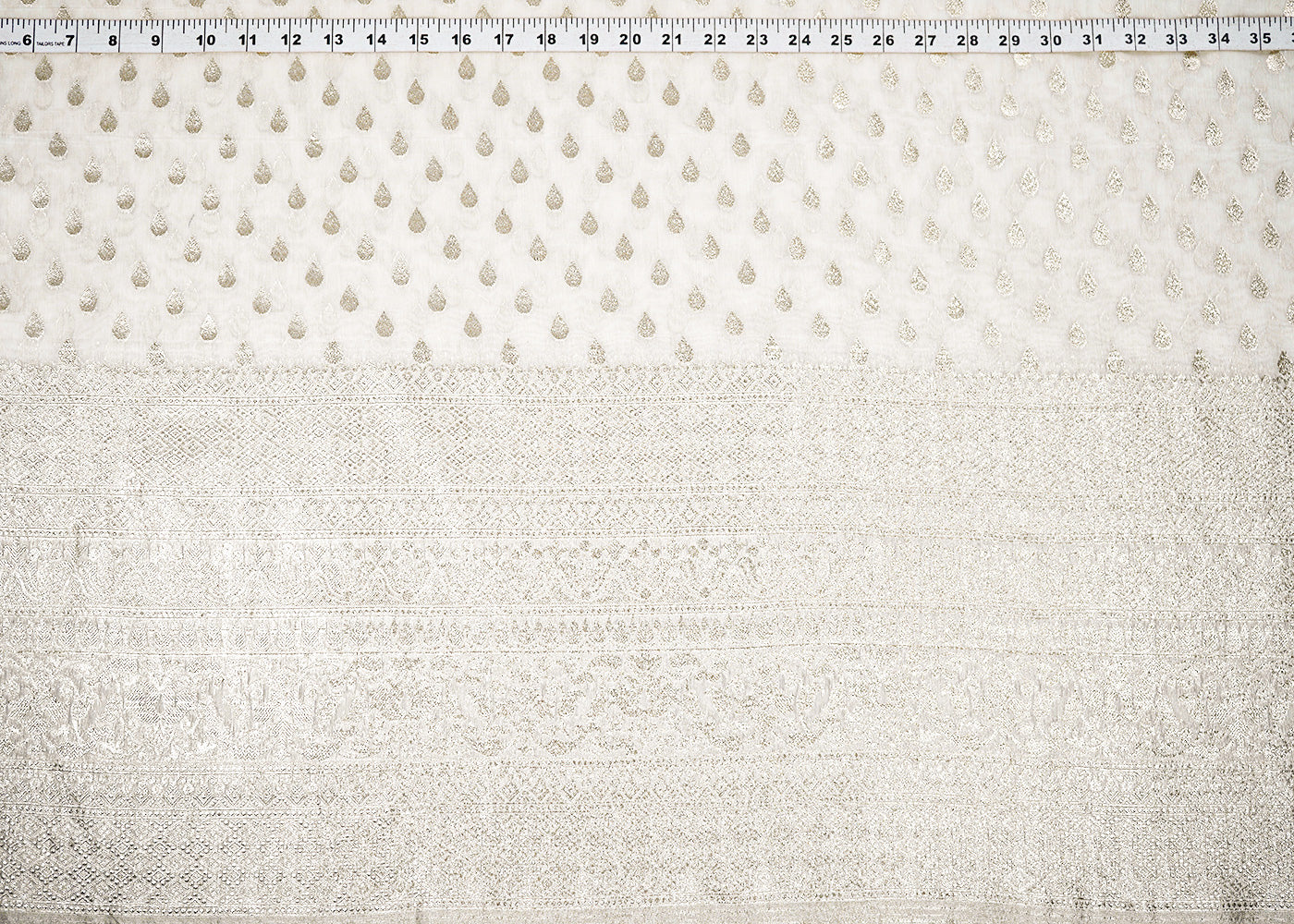 White-Dyeable-Chanderi-Fabric-With-All-Over-Zari-Handloom-With-One-Side-Border-22632-measurement-view