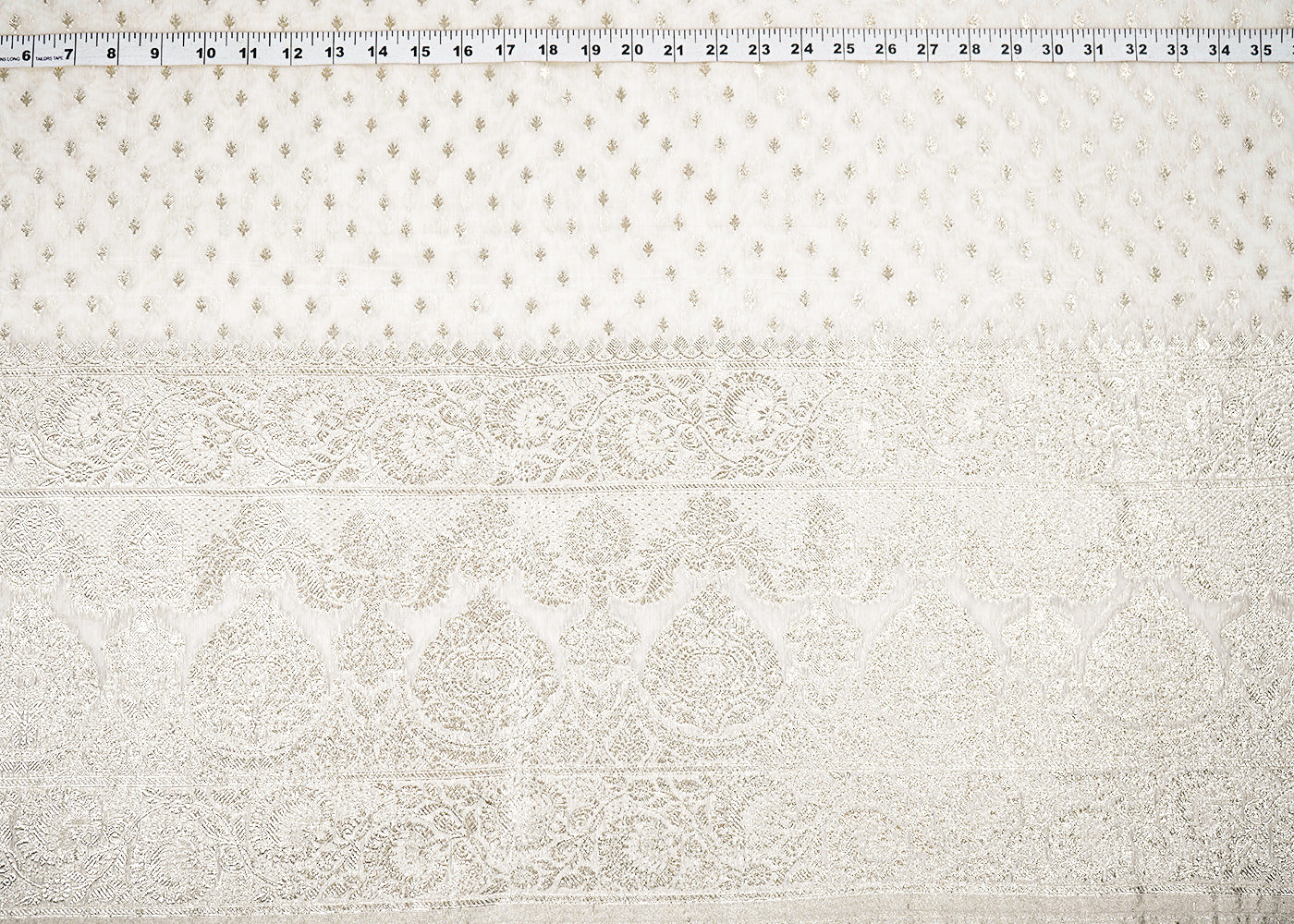 White-Dyeable-Chanderi-Fabric-With-All-Over-Zari-Handloom-With-One-Side-Border-22637-measurement-view