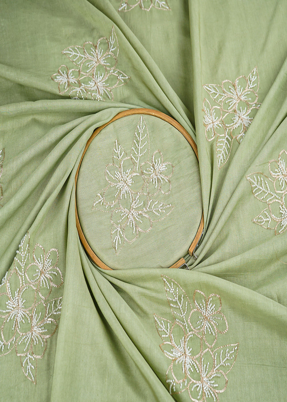 Mint-Green-Cotton-Linen-Fabric-With-All-Over-Floral-Zari-And-Katdana-Work-22668-close-view