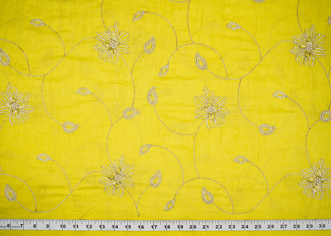 Lemon-Yellow-Cotton-Fabric-With-All-Over-Zari-Sequins-Katdana-And-Bead-Work-22670-measurement-view