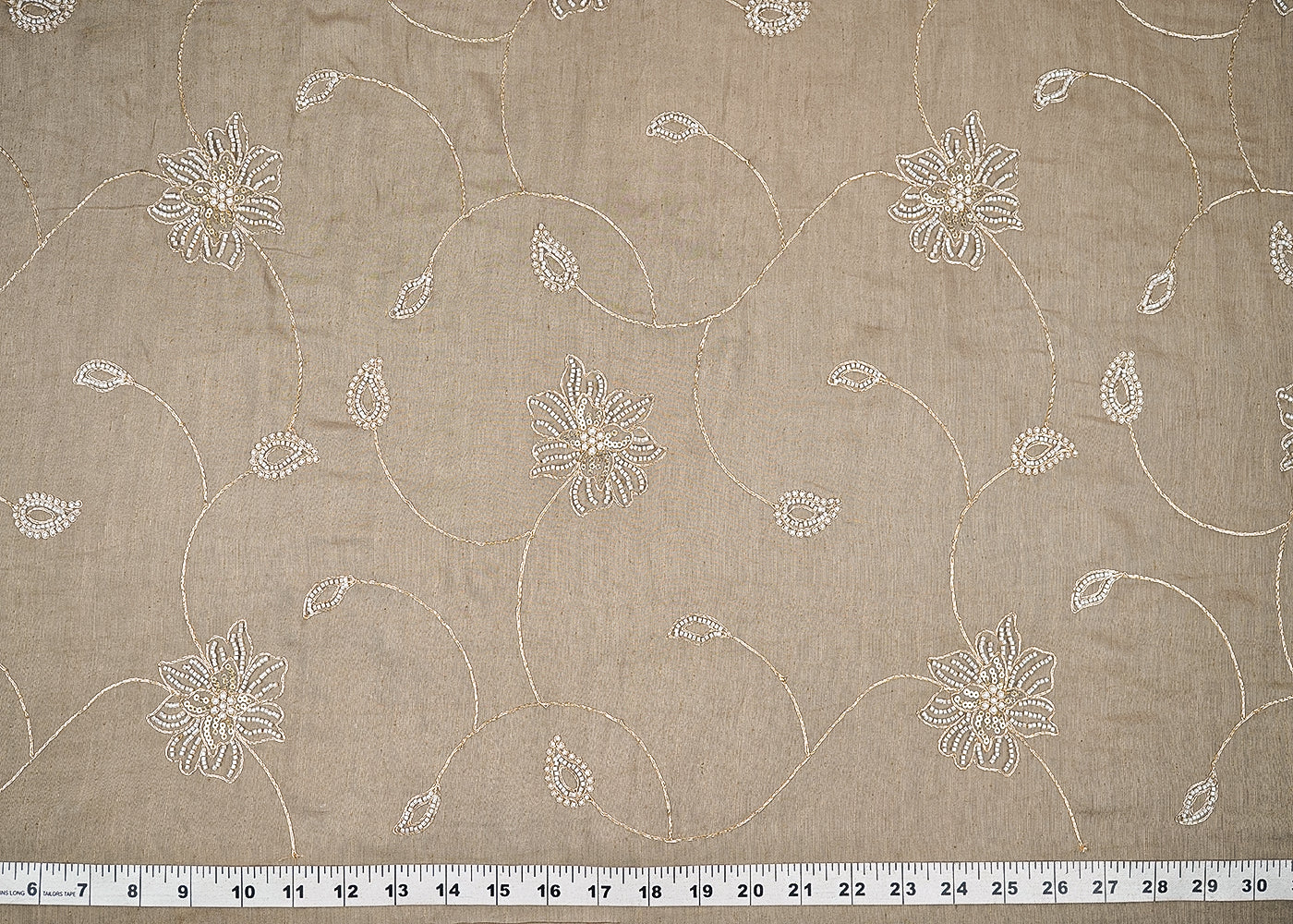 Brown-Cotton-Fabric-With-All-Over-Zari-Sequins-Katdana-And-Bead-Work-22673-measurement-view
