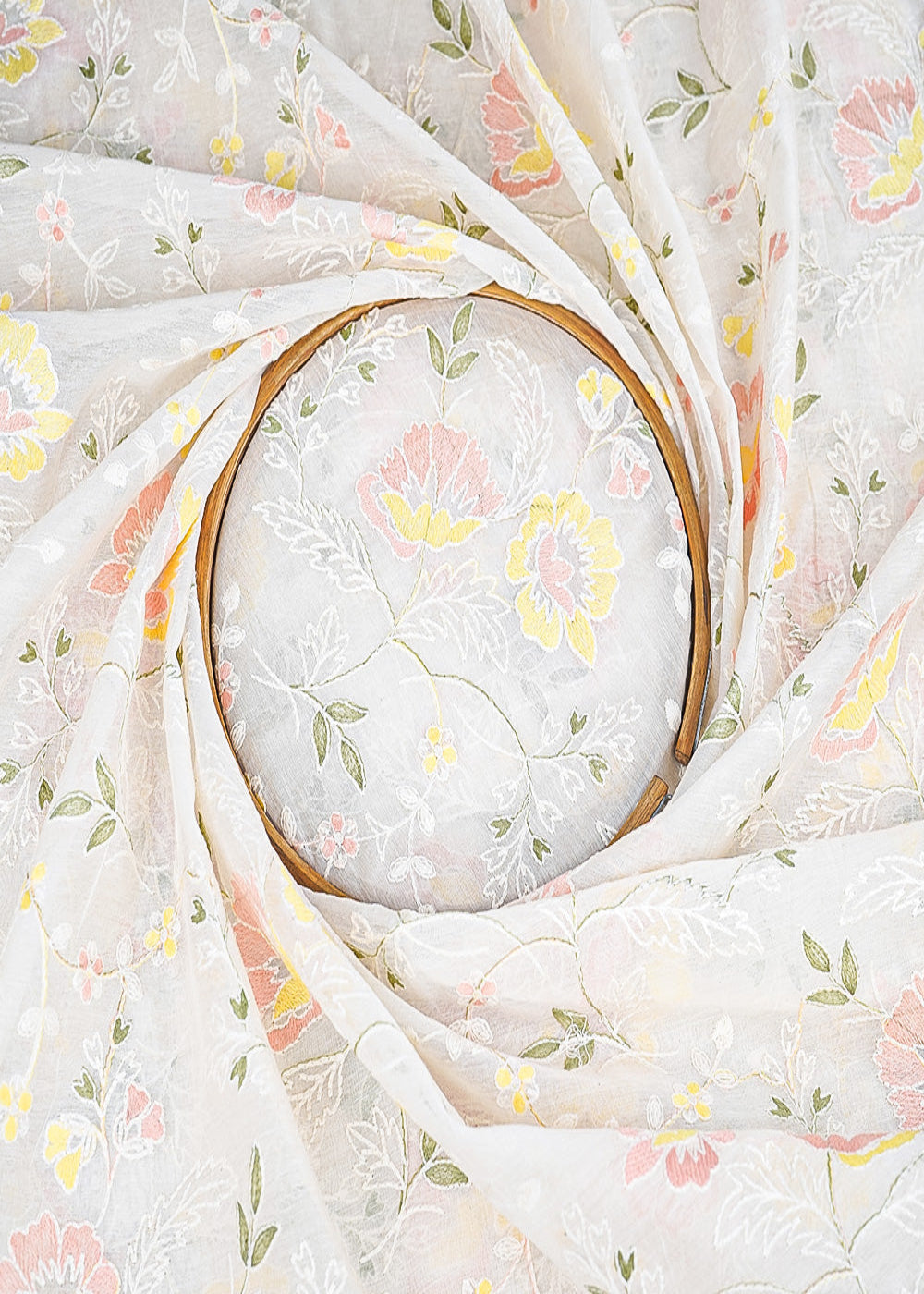 White-Dyeable-Chanderi-Fabric-With-All-Over-Pastel-Yellow-Floral-Thread-Work-22698-close-view