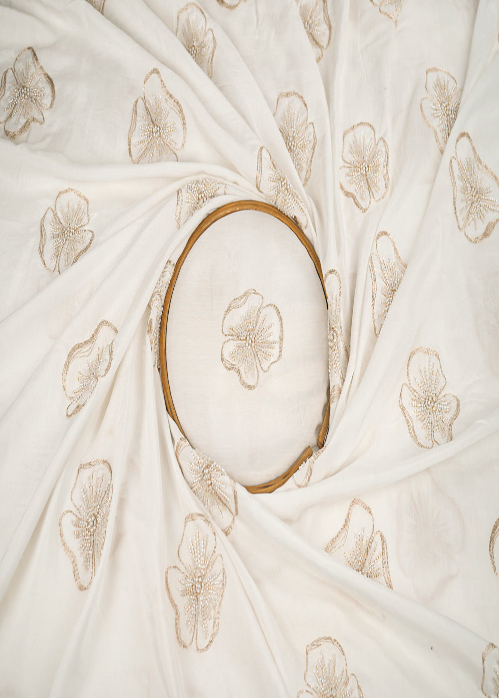 White-Dyeable-Muslin-Fabric-With-All-Over-Floral-Butta-Of-Zari-Bead-And-Katdana-Work-22704-close-view