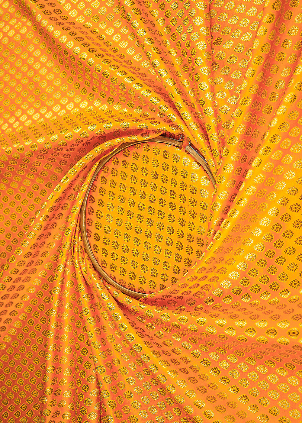 Yellow-Banarasi-BrocadeFabric-With-All-Over-Golden-Zari-Handloom-22709-close-view