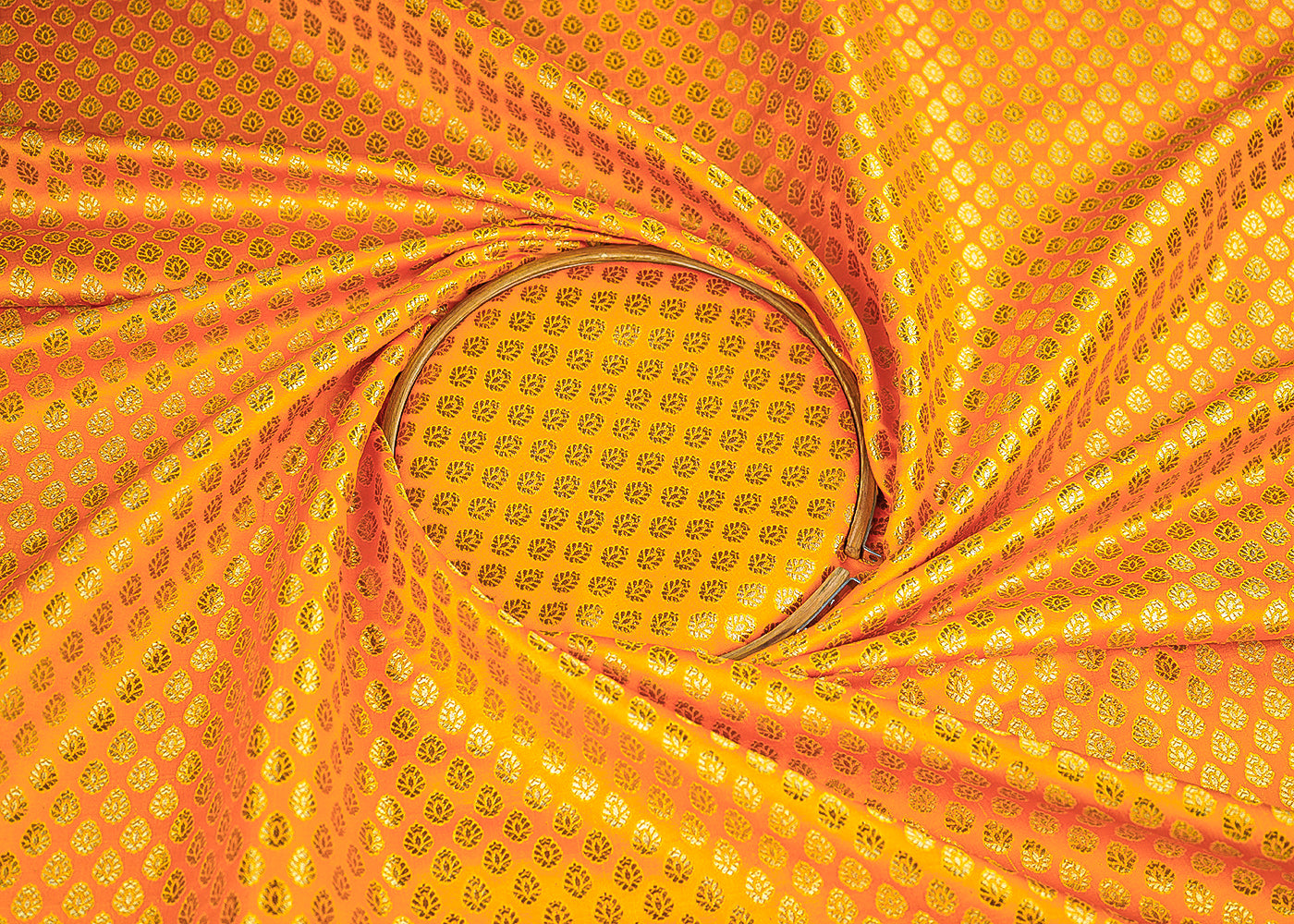 Yellow-Banarasi-BrocadeFabric-With-All-Over-Golden-Zari-Handloom-22709-close-view