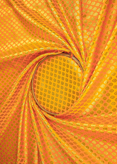 Yellow Banarasi BrocadeFabric With All Over Golden Zari Handloom 22709