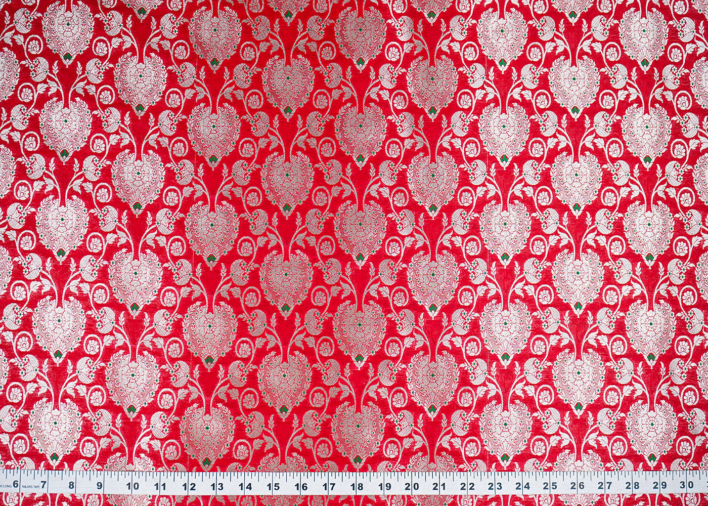 Red-Banarasi-Brocade-Fabric-With-All-Over-Golden-Zari-Handloom-22715-measurement-view