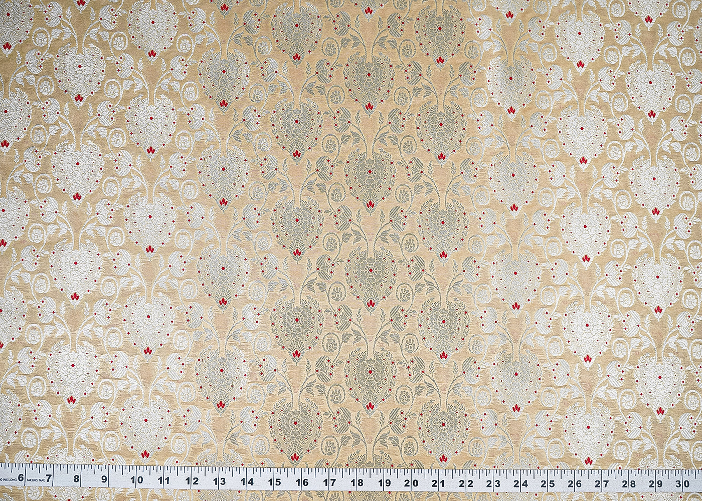 Biege-Banarasi-Brocade-Fabric-With-All-Over-Golden-Zari-Handloom-22722-measurement-view