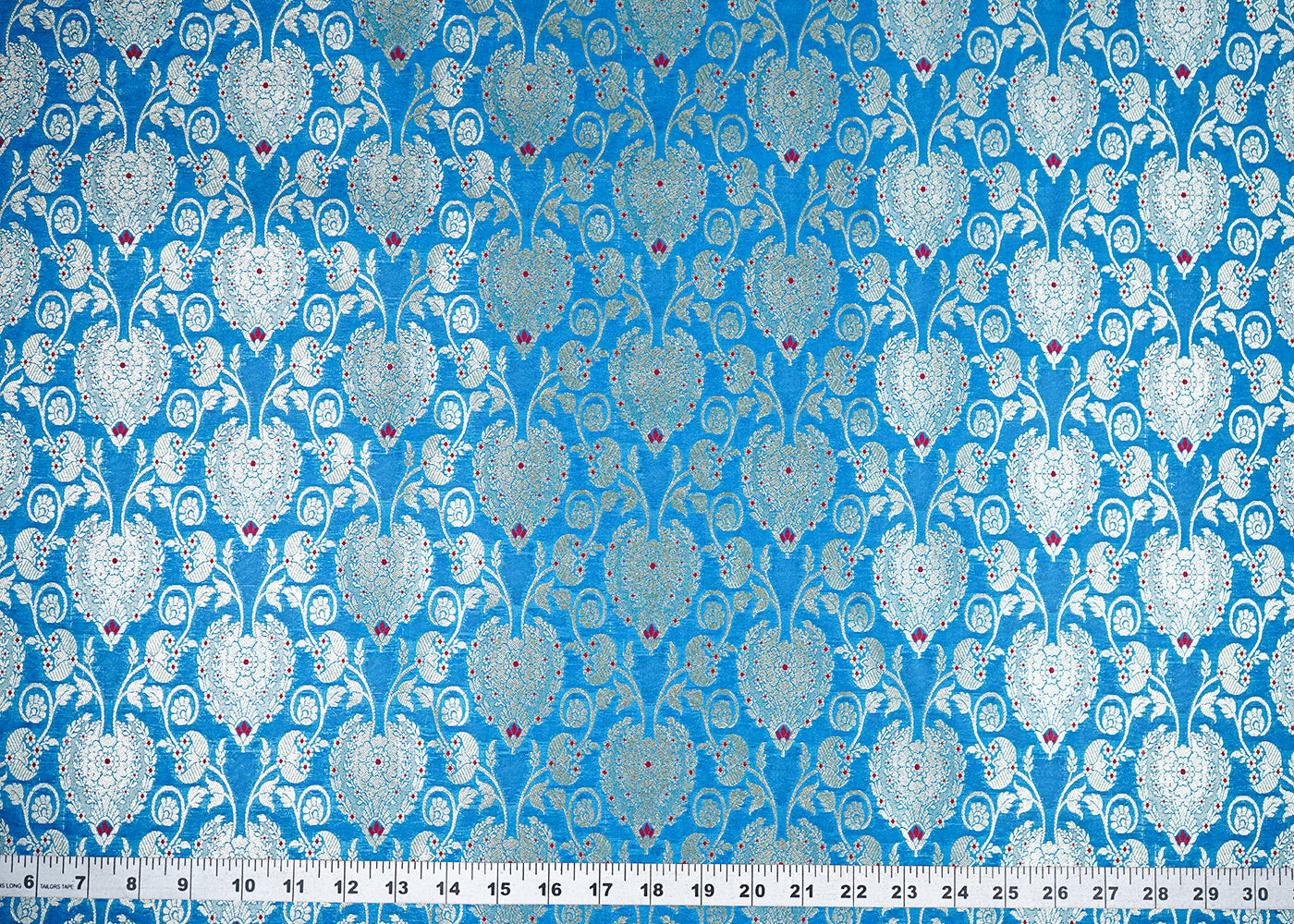 Teal-Blue-Banarasi-Brocade-Fabric-With-All-Over-Golden-Zari-Handloom-22723-measurement-view