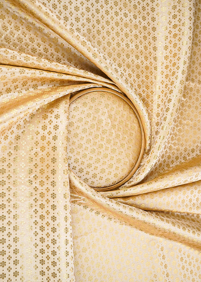 Gold Banarasi Brocade Fabric With All Over Golden Zari Handloom 22728