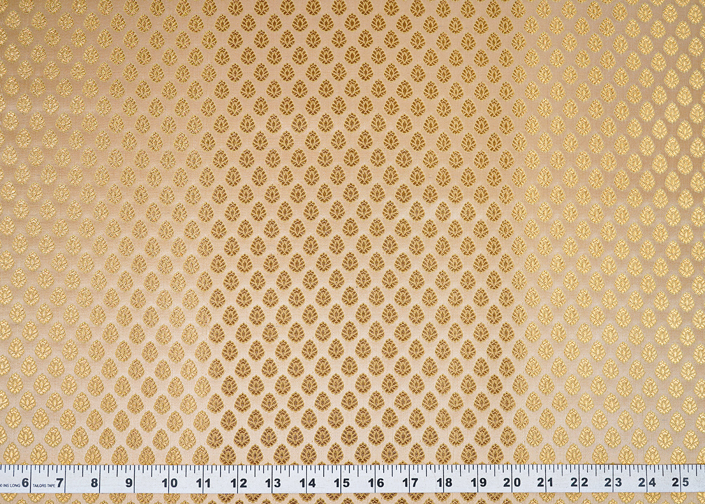 Gold Banarasi Brocade Fabric With All Over Zari Handloom 22729