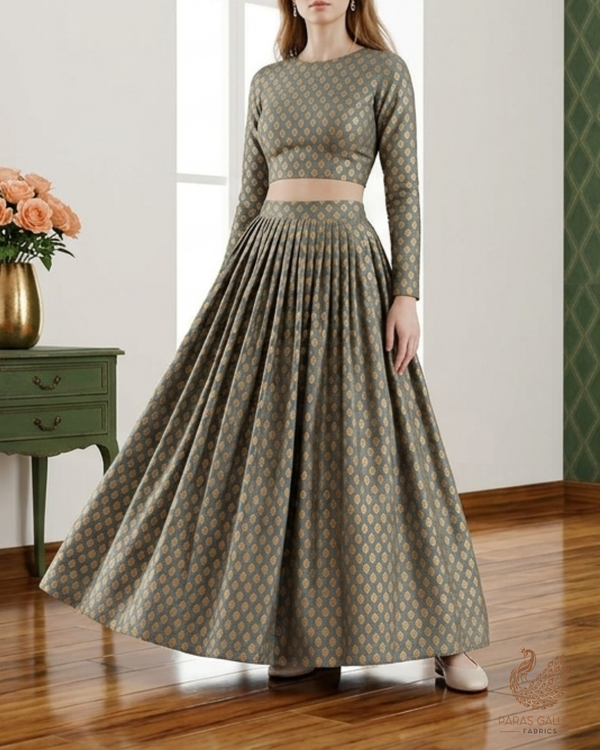 Grey Banarasi Brocade Fabric With All Over Zari Handloom 22730