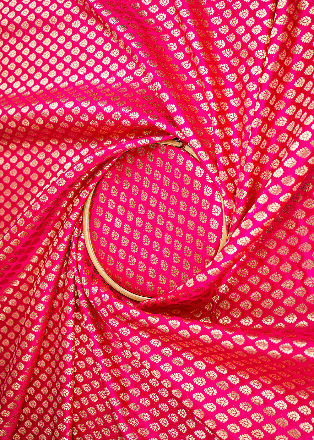Rani-Pink-Banarasi-Brocade-Fabric-With-All-Over-Golden-Zari-Handloom-22731-close-view
