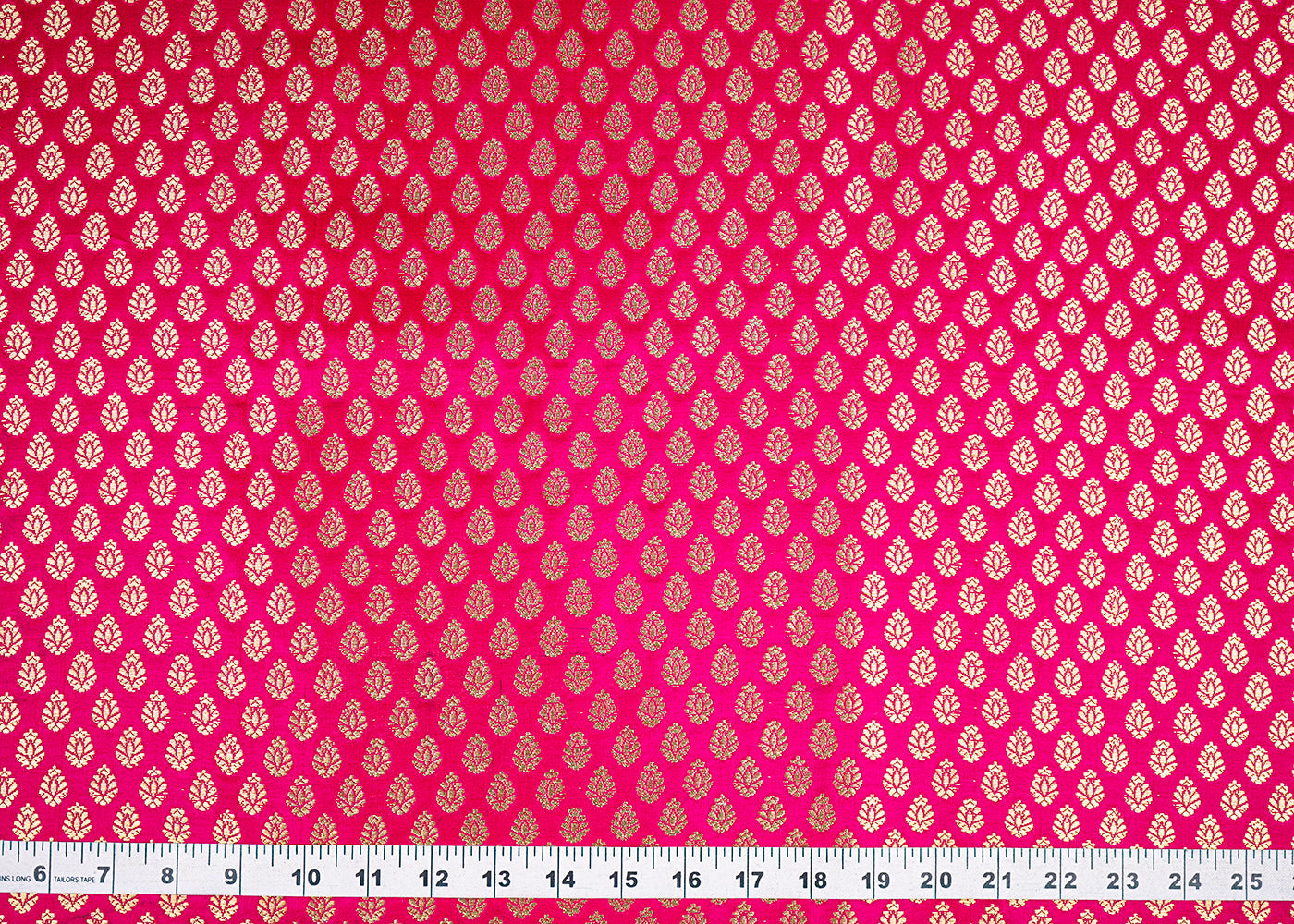 Rani-Pink-Banarasi-Brocade-Fabric-With-All-Over-Golden-Zari-Handloom-22731-measurement-view