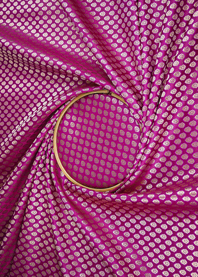Purple Banarasi Brocade Fabric With All Over Zari Handloom 22732
