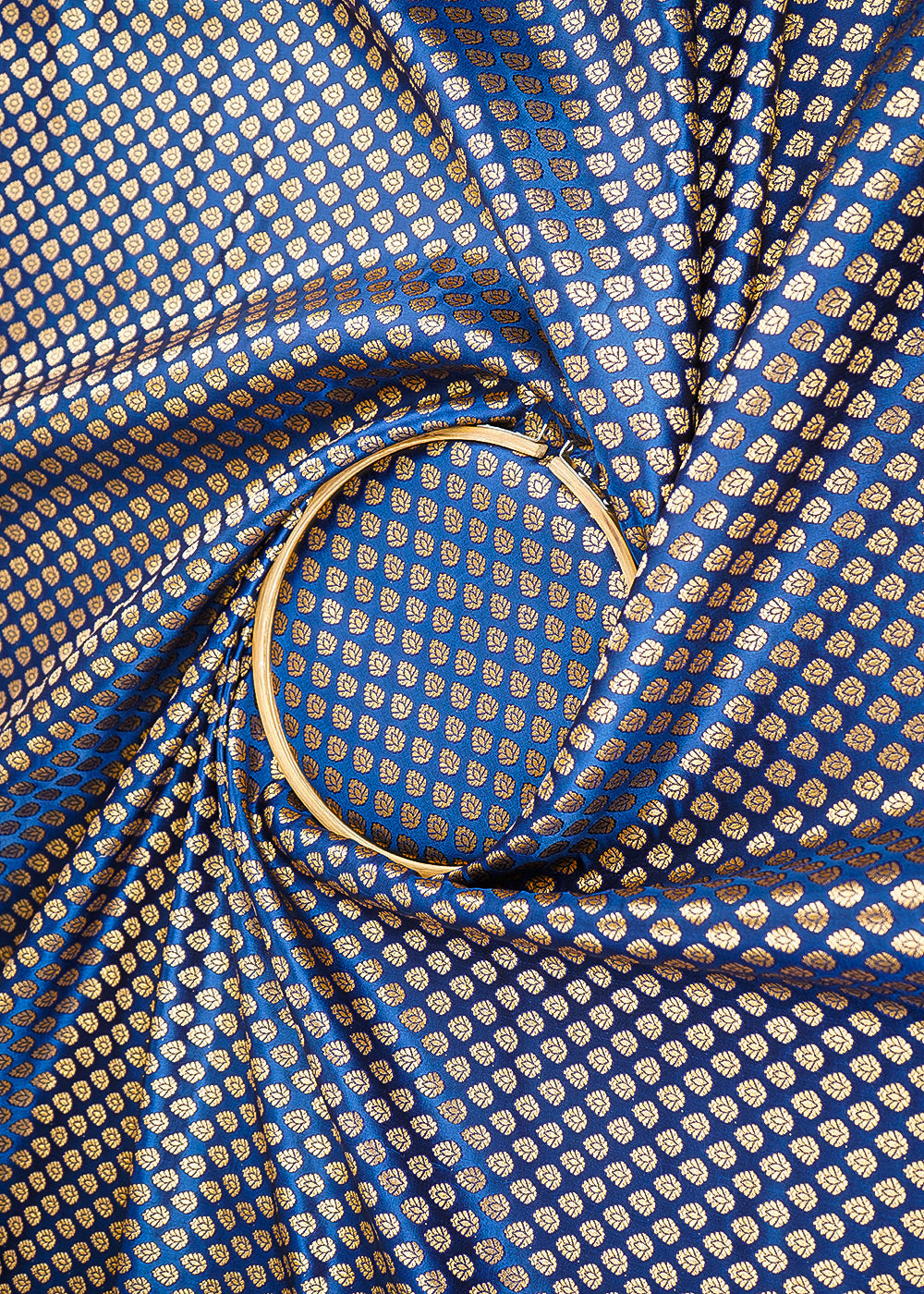 Navy-Blue-Banarasi-Brocade-Fabric-With-All-Over-Golden-Zari-Handloom-22733-close-view