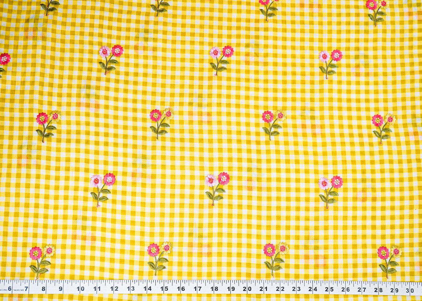 Yellow-Cotton-Fabric-With-All-Over-Check-Print-And-Floral-Thread-Work-22743-measurement-view