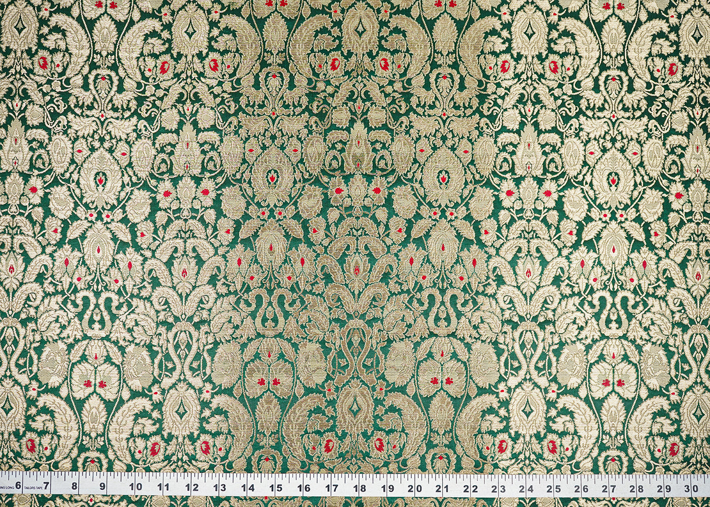 Bottle-Green-Banarasi-Brocade-Fabric-With-All-Over-Golden-Zari-Handloom-22799-measurement-view