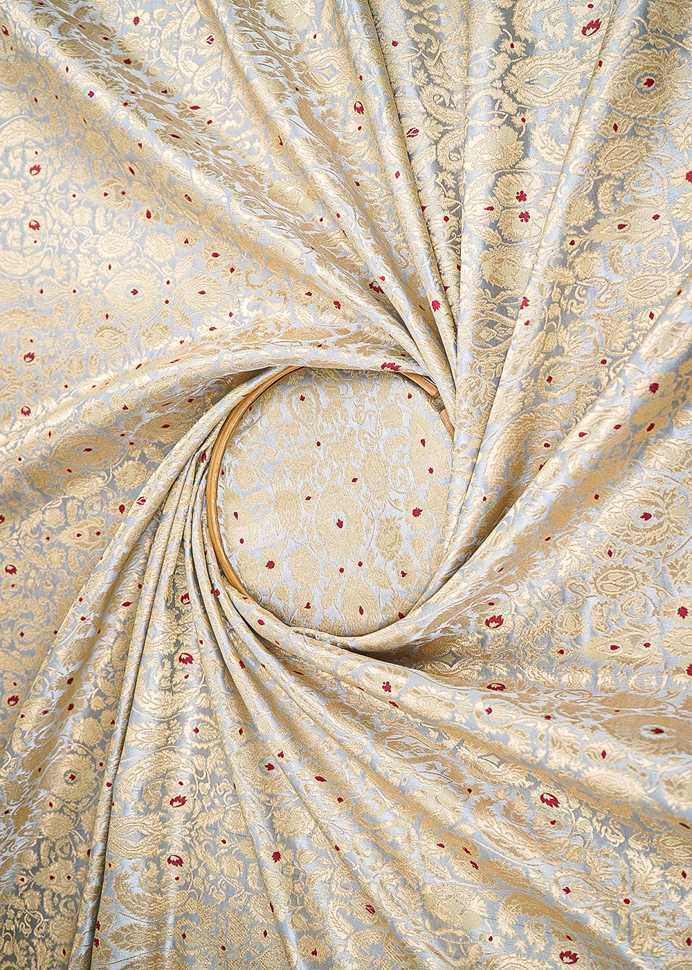Light-Grey-Banarasi-Brocade-Fabric-With-All-Over-Golden-Zari-Handloom-22804-close-view