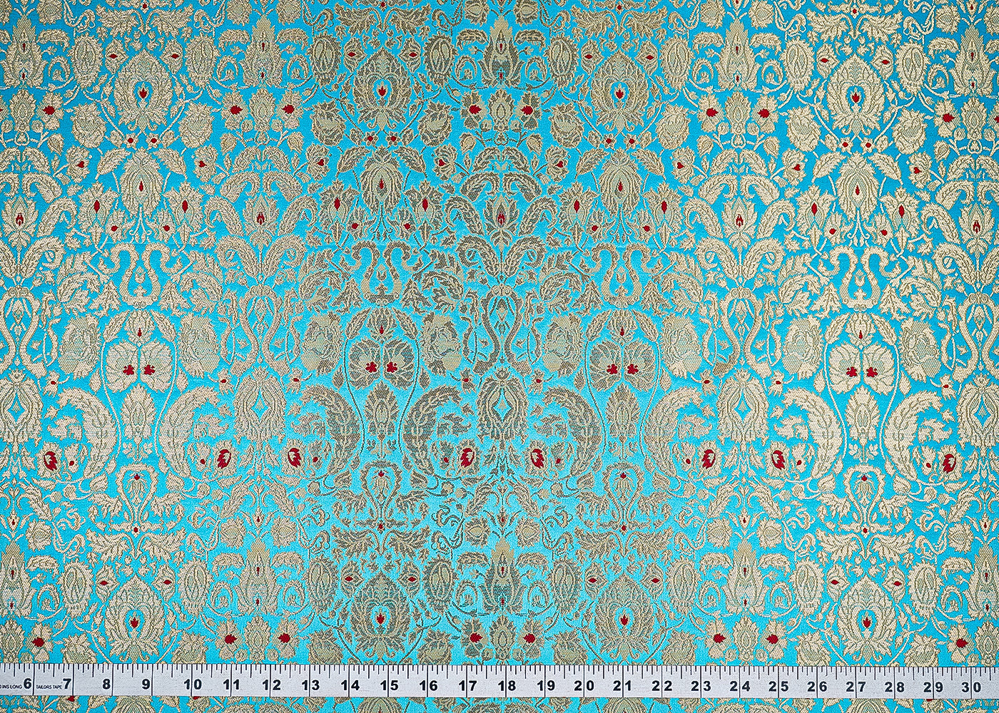 Sky-Blue-Banarasi-Brocade-Fabric-With-All-Over-Golden-Zari-Handloom-22805-measurement-view