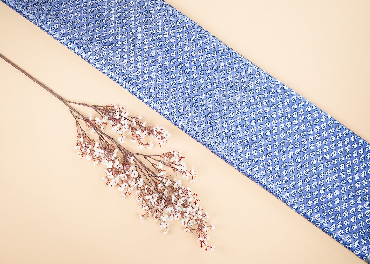 Blue Banarasi Brocade Fabric With All Over Zari Handloom 22810