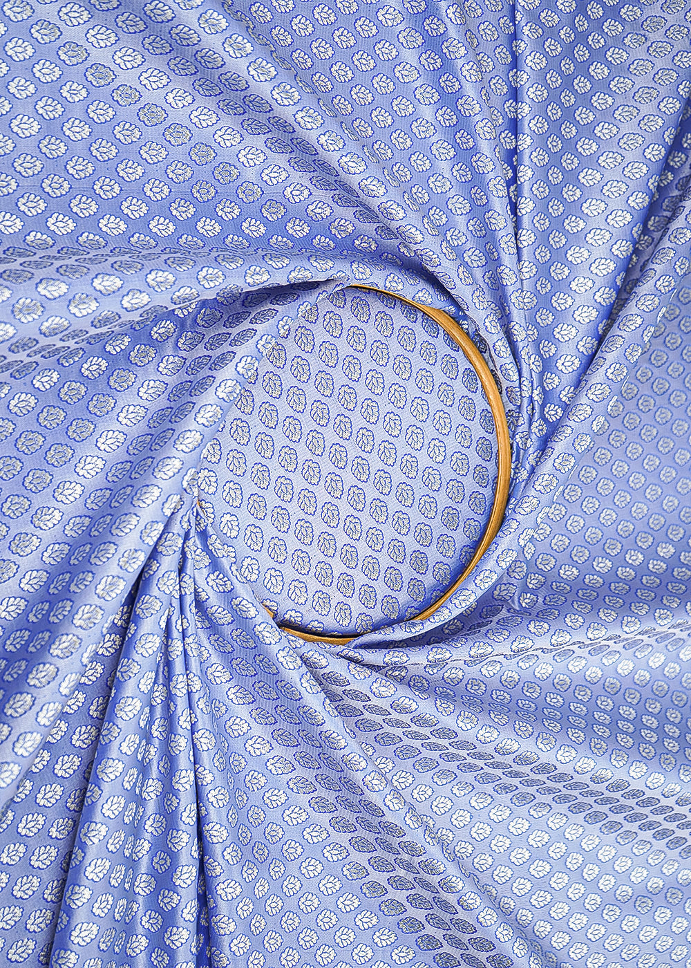 Blue-Banarasi-Brocade-Fabric-With-All-Over-Zari-Handloom-22810-close-view